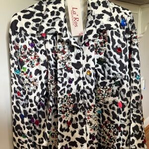 Women's Black and White Embellished Jacket